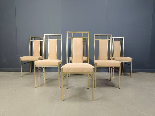 Chaises de salle à manger vintage en laiton par Belgochrom, années 1970