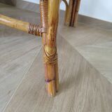 Vintage - lot de 2 fauteuils en bambou et rotin tressé avec coussins- couleur naturel - Années 80