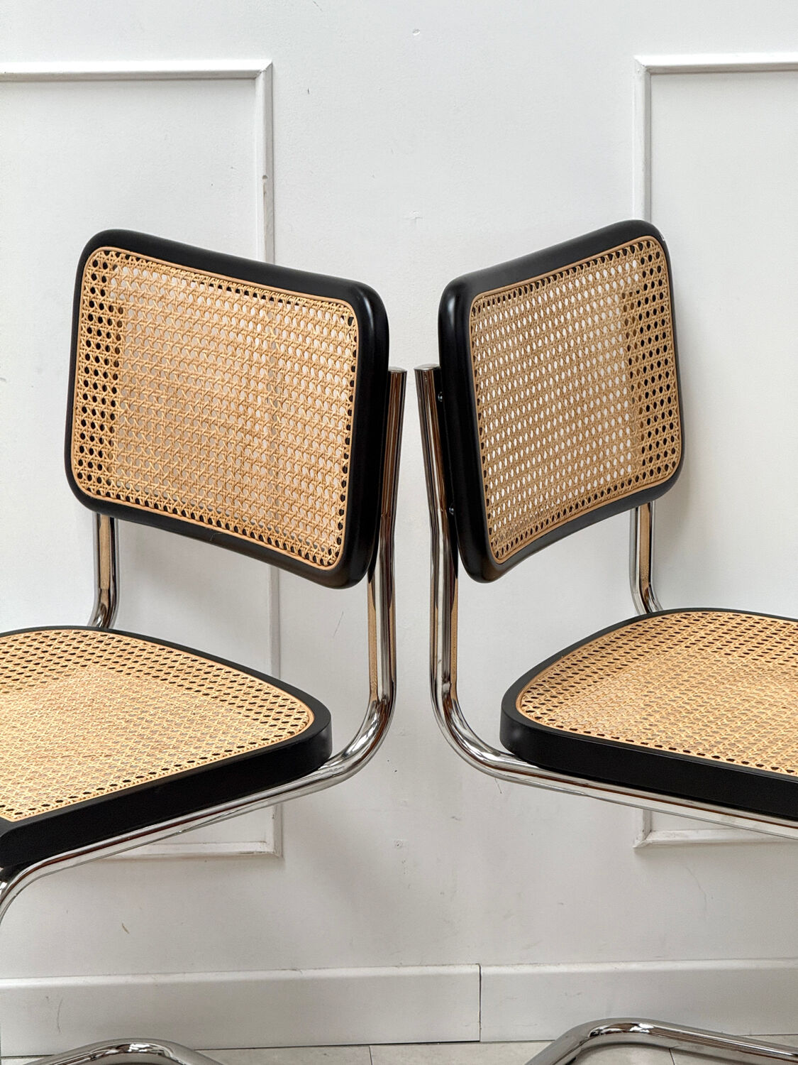 Pair of black B32 Cesca chairs