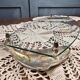 SILEA fish serving platter or dish in glass, with silver fish handles.