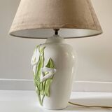 Italian ceramic lamp with arum flowers