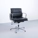 SOFT PAD CHAIR EA 217 EAMES BLACK LEATHER HERMAN MILLER PUBLISHED BY ICF 1970s