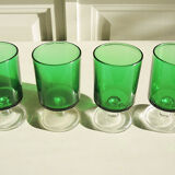 6 old luminarc foot glasses dark green h9,2 cm