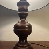 Solid wood table lamp with 80s lampshade