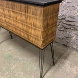 Vintage rattan and metal bar 1960