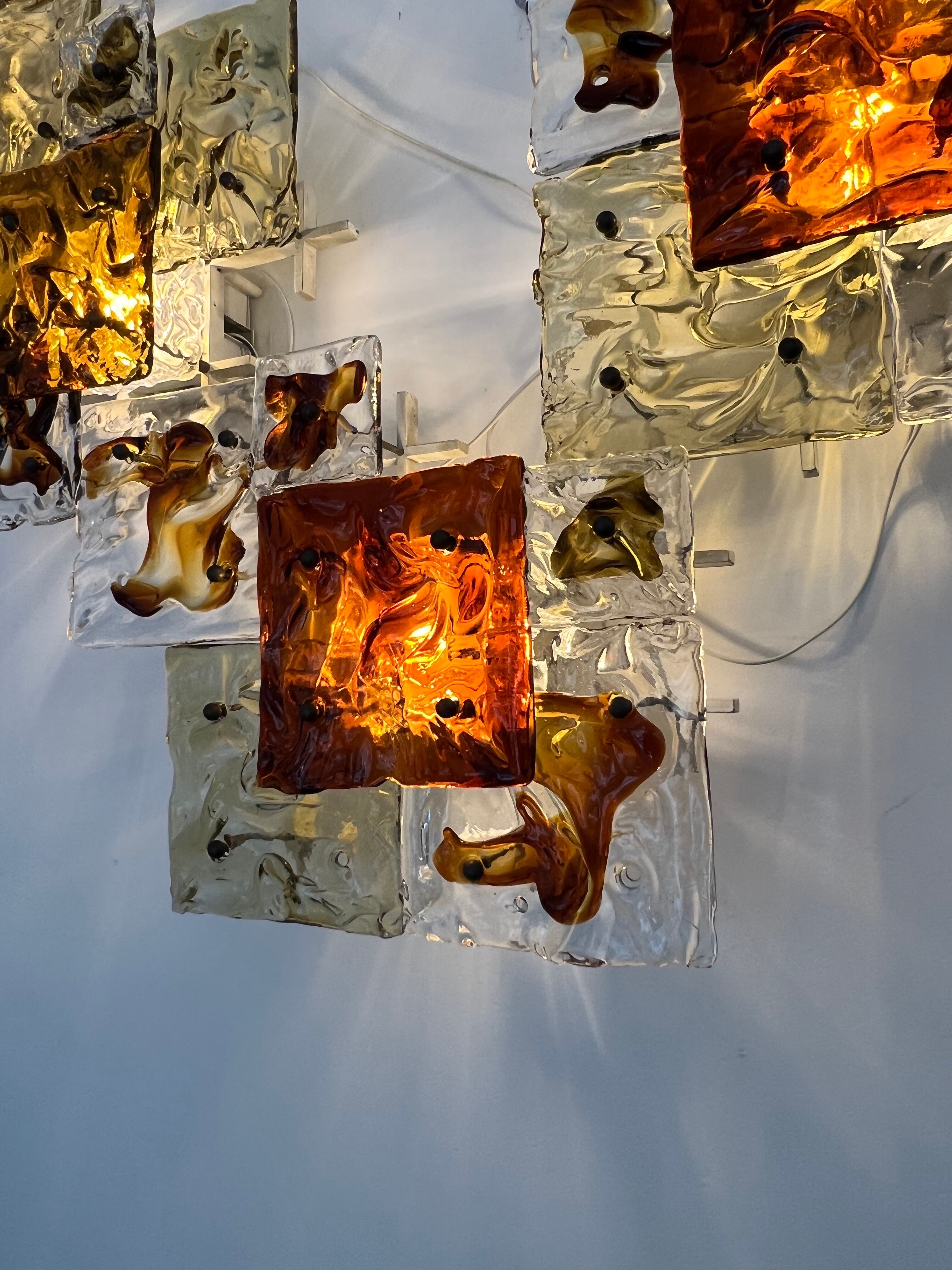 Modernist Venini Patchwork Hand Blown Panel by Toni Zuccheri from 70s