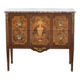Commode marquetée de style Louis XVI – fin du XIXᵉ siècle