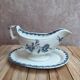 Antique sauce boat Sarreguemines bamboo shape – unlisted blue decoration – ironstone