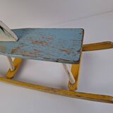 Mid-Century Czechoslovak Wooden Rocking Horse, Hand-Painted, 1960s