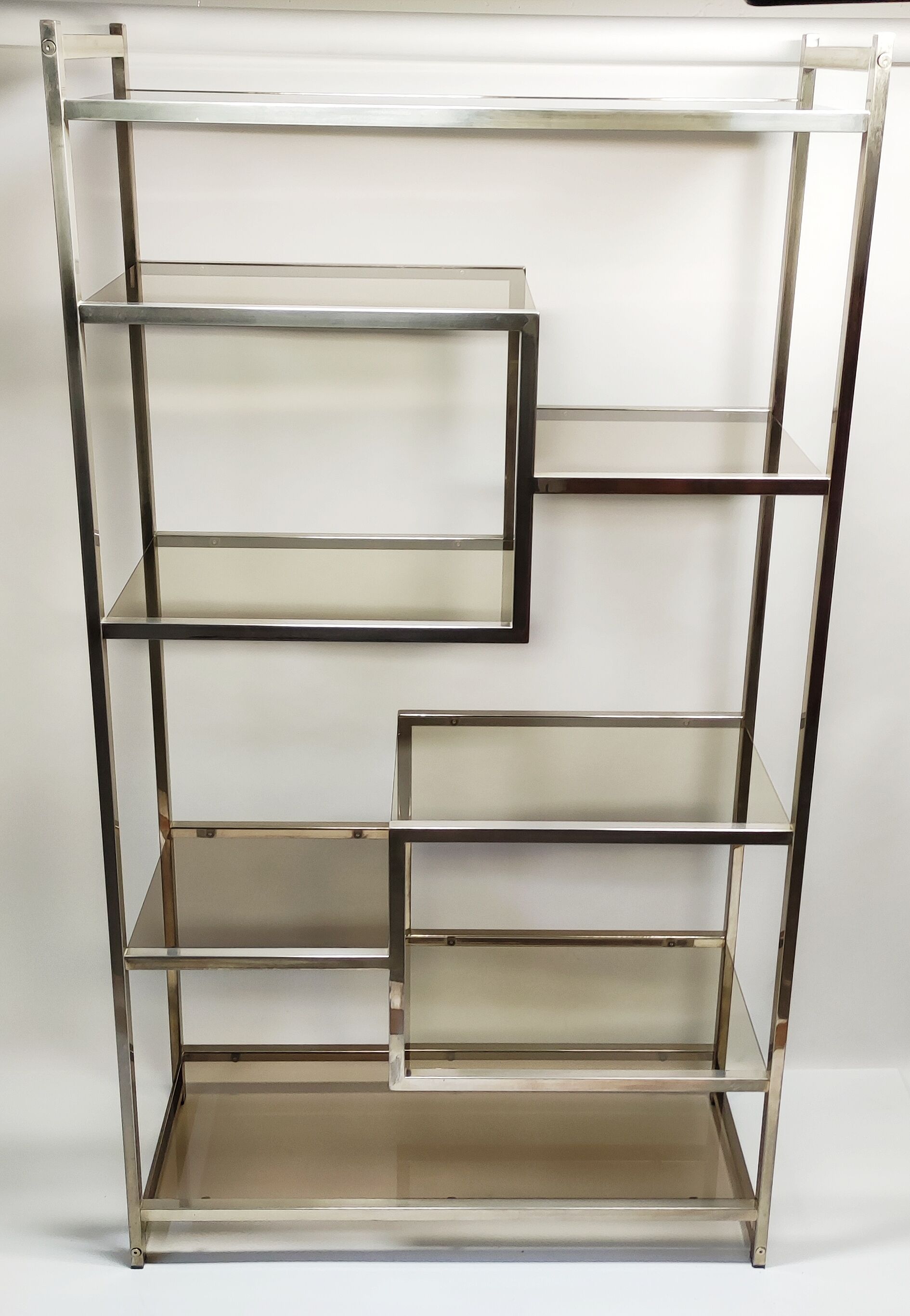 Shelf 70 year milked metal glass smoked glass moltzer rega