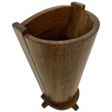 Vintage dark oak umbrella stand basket storage design 60s minimalist design