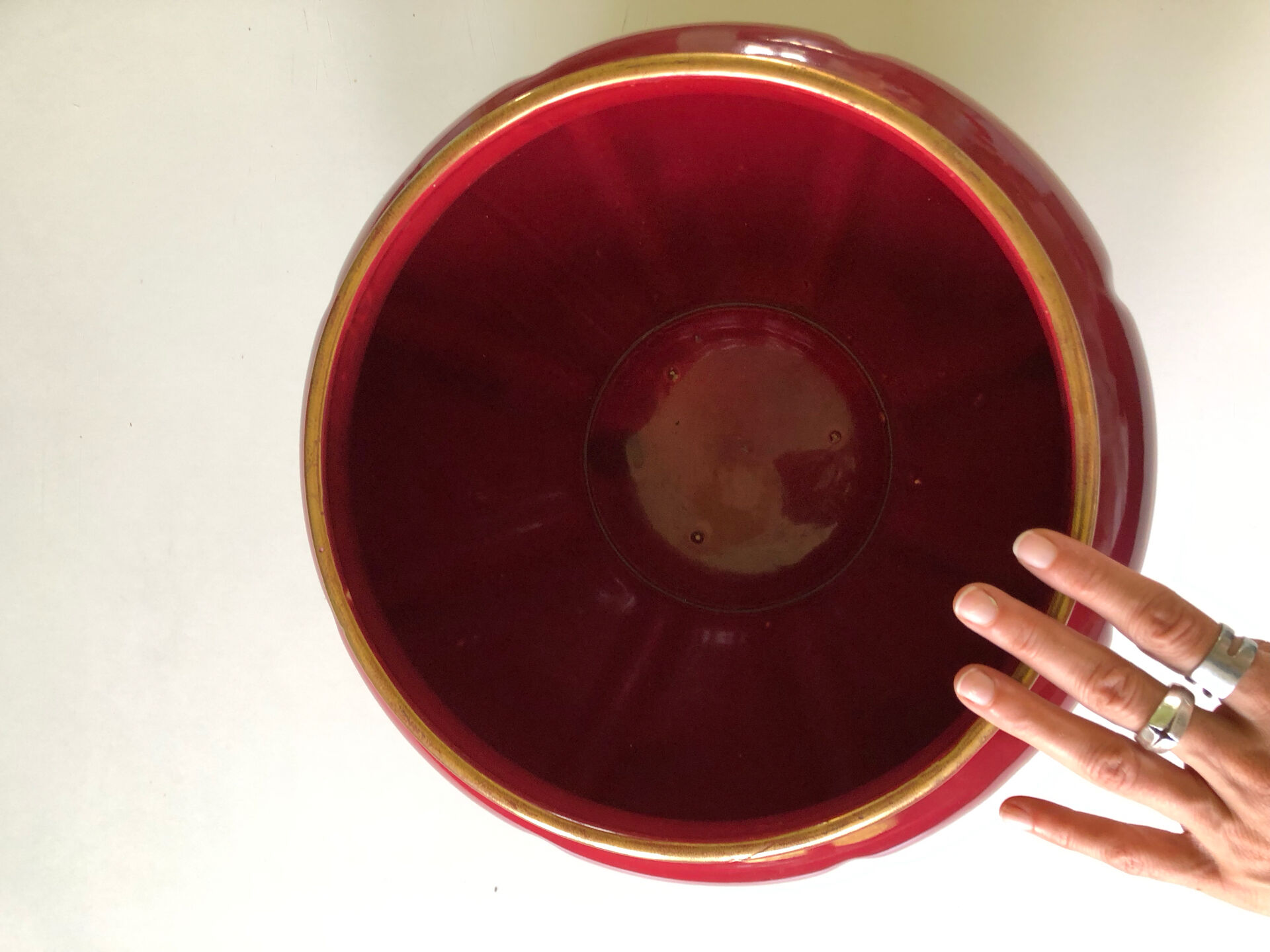 Large burgundy and gold vase