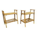 Pair of rattan bedside tables