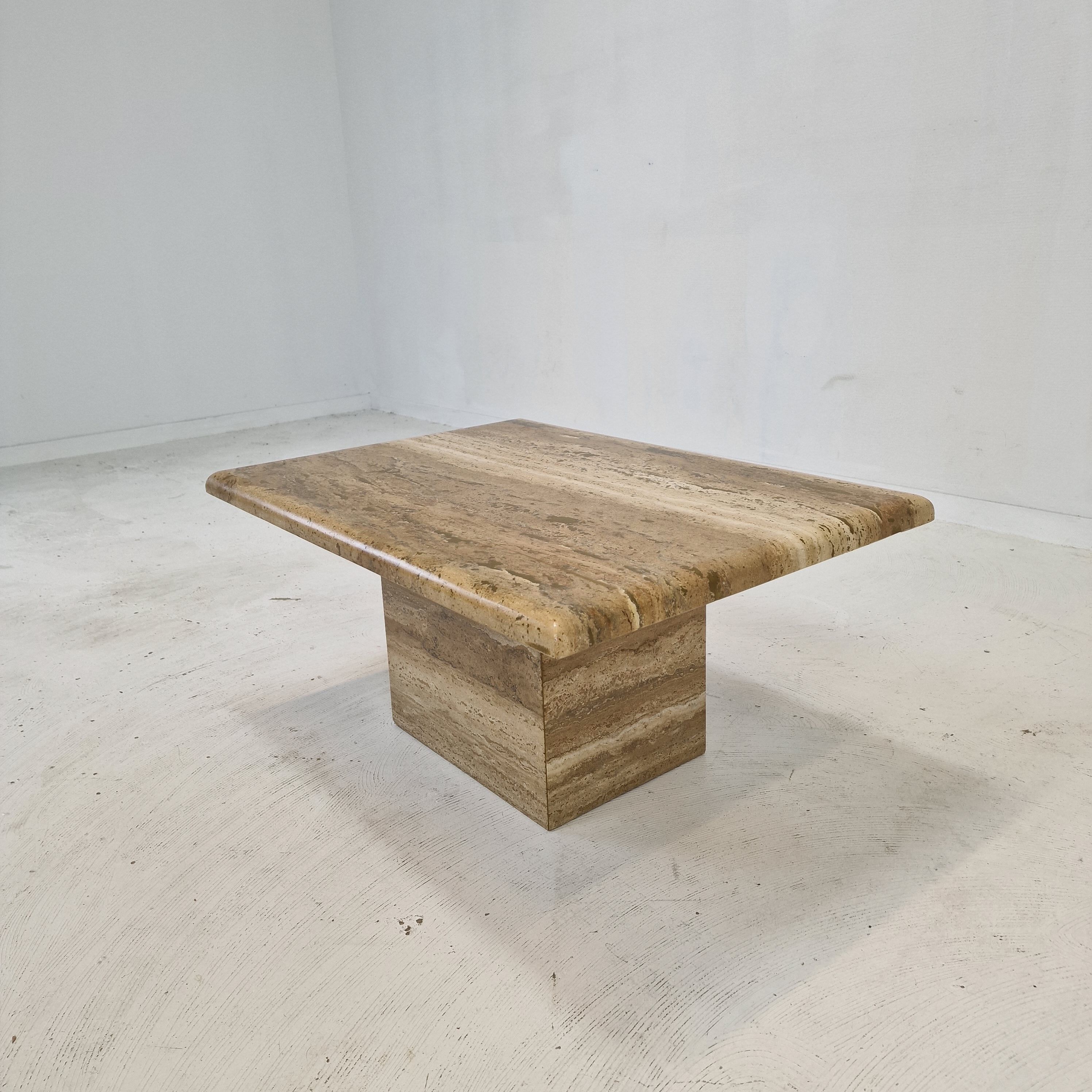 Italian coffee or side table in travertine, 1980s