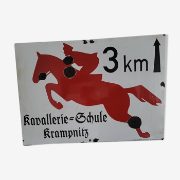 Enamelled, plate plate Plate Cavalry Schule Krampnitz, enamel sign