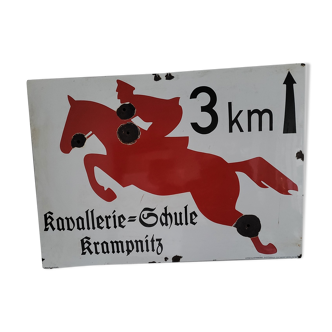 Enamelled, plate plate Plate Cavalry Schule Krampnitz, enamel sign