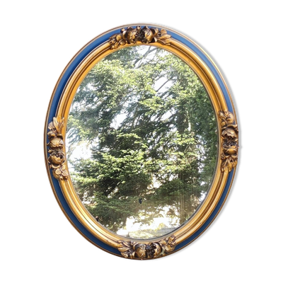 Ancien miroir doré et bleu