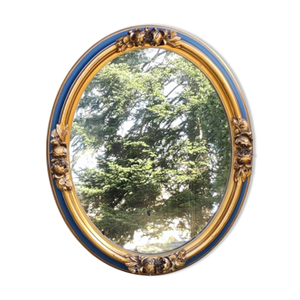Ancien miroir doré et bleu