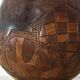 Vintage Turned and Carved Wooden Vase - Vine Decor H 28 cm