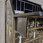 Vintage Chinese lacquer secretary desk with mother-of-pearl