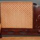 Old bench in wood and orange velvet