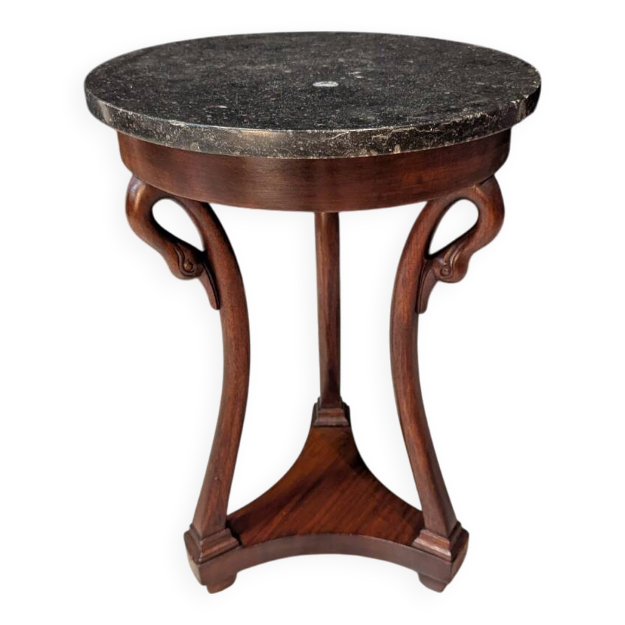 Empire Style Tripod Pedestal Table in Mahogany with Swan Neck Legs