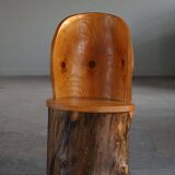 Modern primitive Swedish hand-carved pine stump chair, Wabi Sabi, 1960s