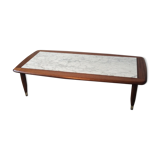 Scandinavian coffee table in teak and white marble