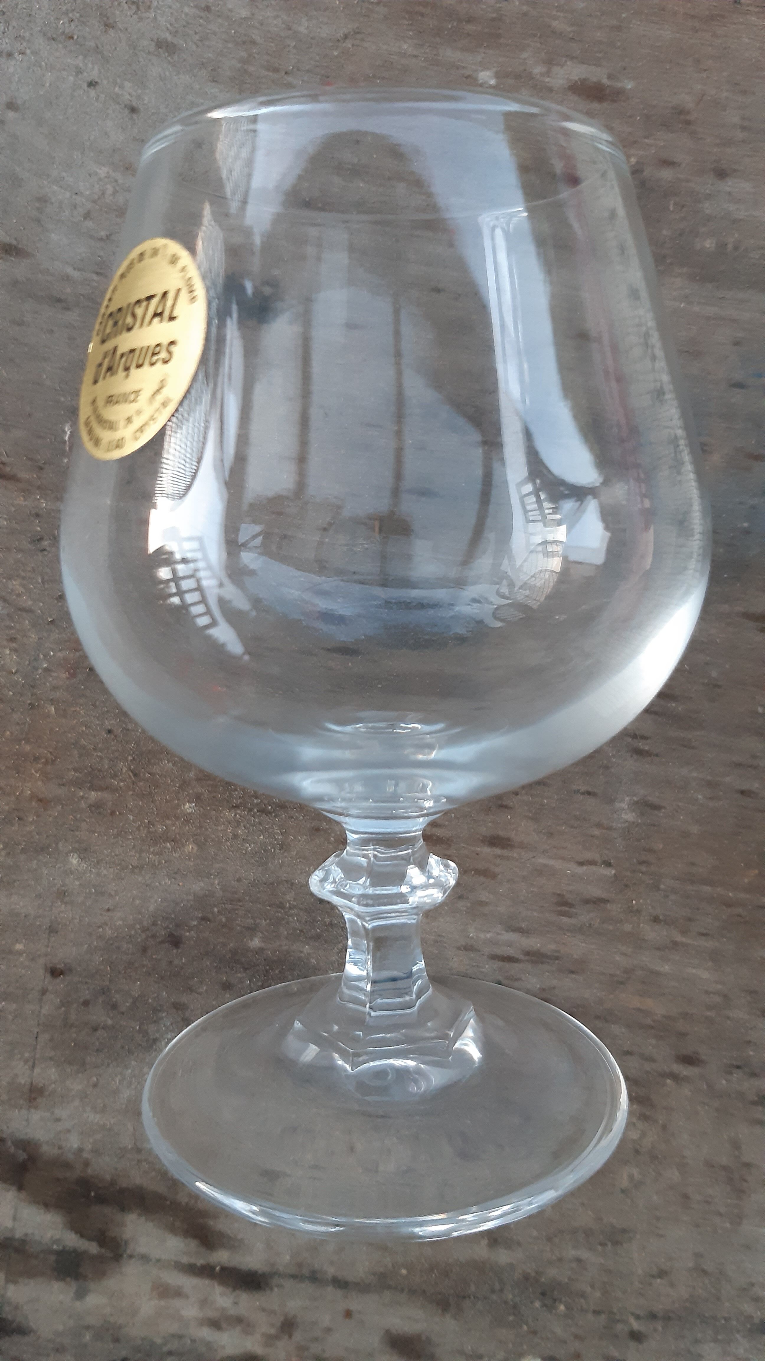 6 new Arques crystal cognac glasses
