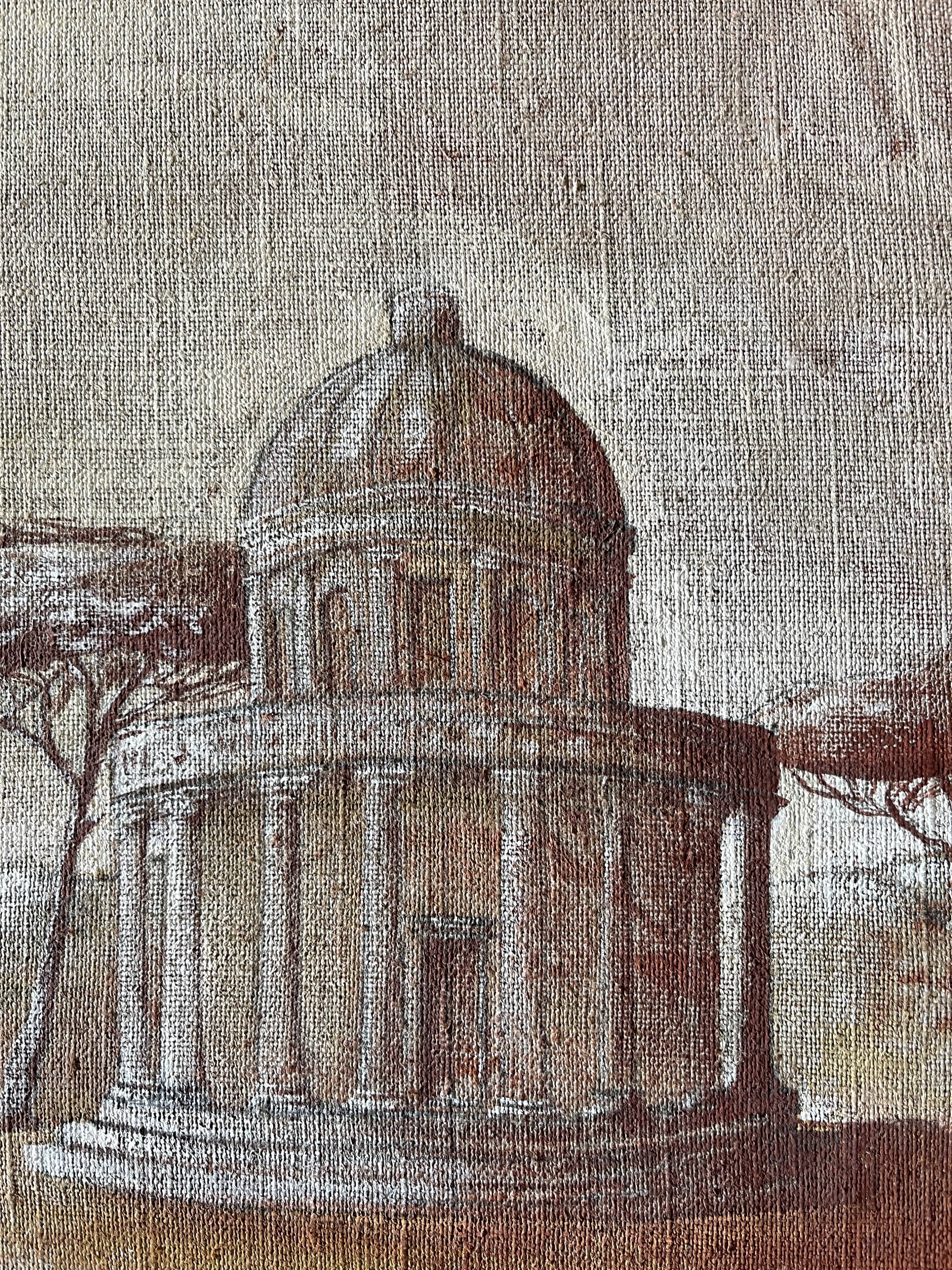 Oil on canvas landscape a l'antique signed gouny et marange