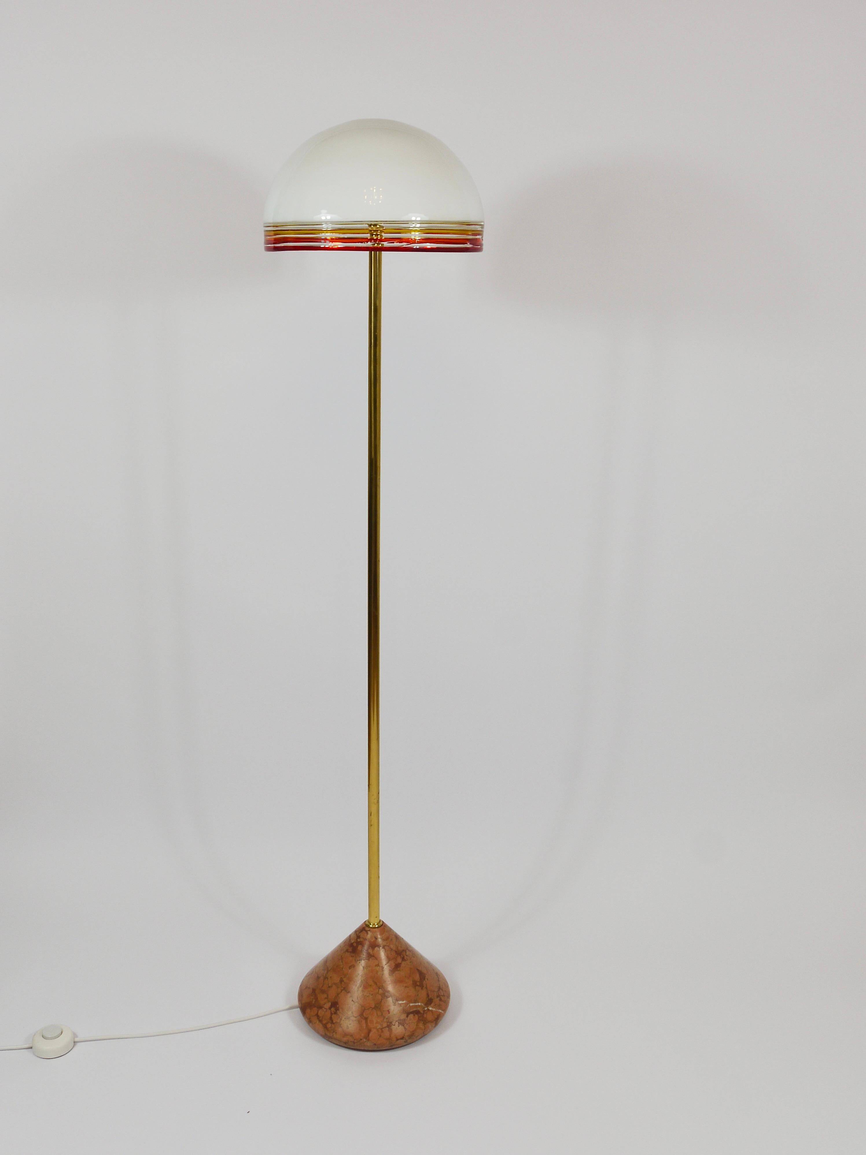 Lampe sur pied Roberto Pamio Febo en marbre, laiton et verre de Murano par Leucos Italie