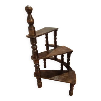 old turned wooden library staircase