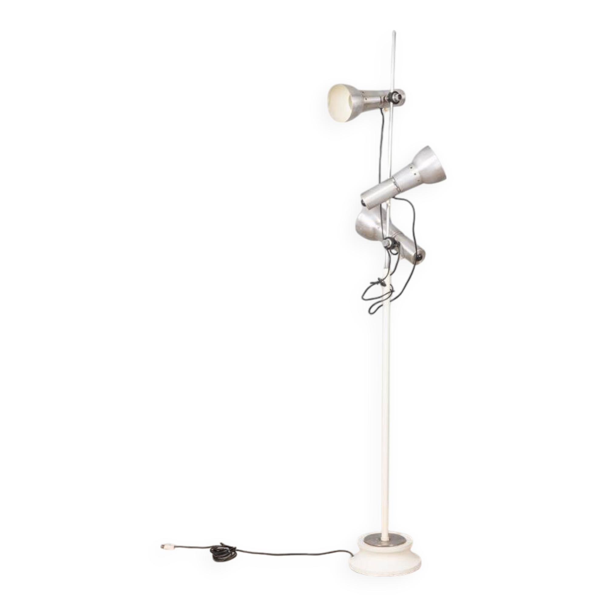 Vintage floor lamp 70s chromed metal and white italian design