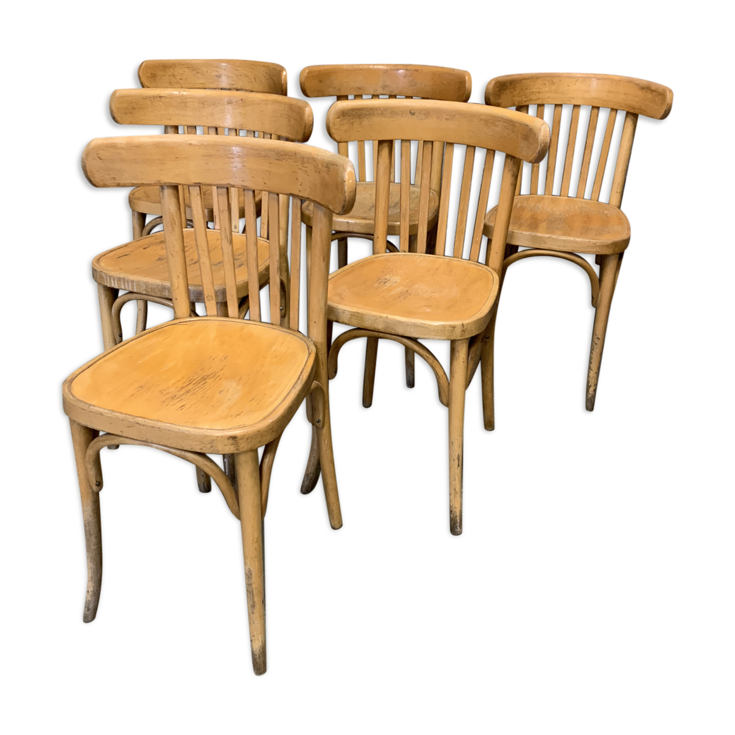 Suite of 6 old bistro chairs from the 1960