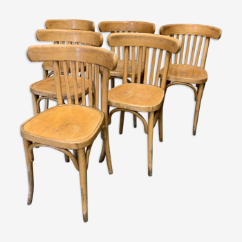 Suite of 6 old bistro chairs from the 1960