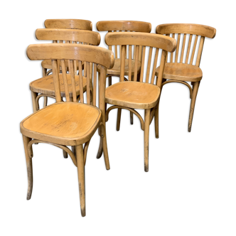 Suite of 6 old bistro chairs from the 1960