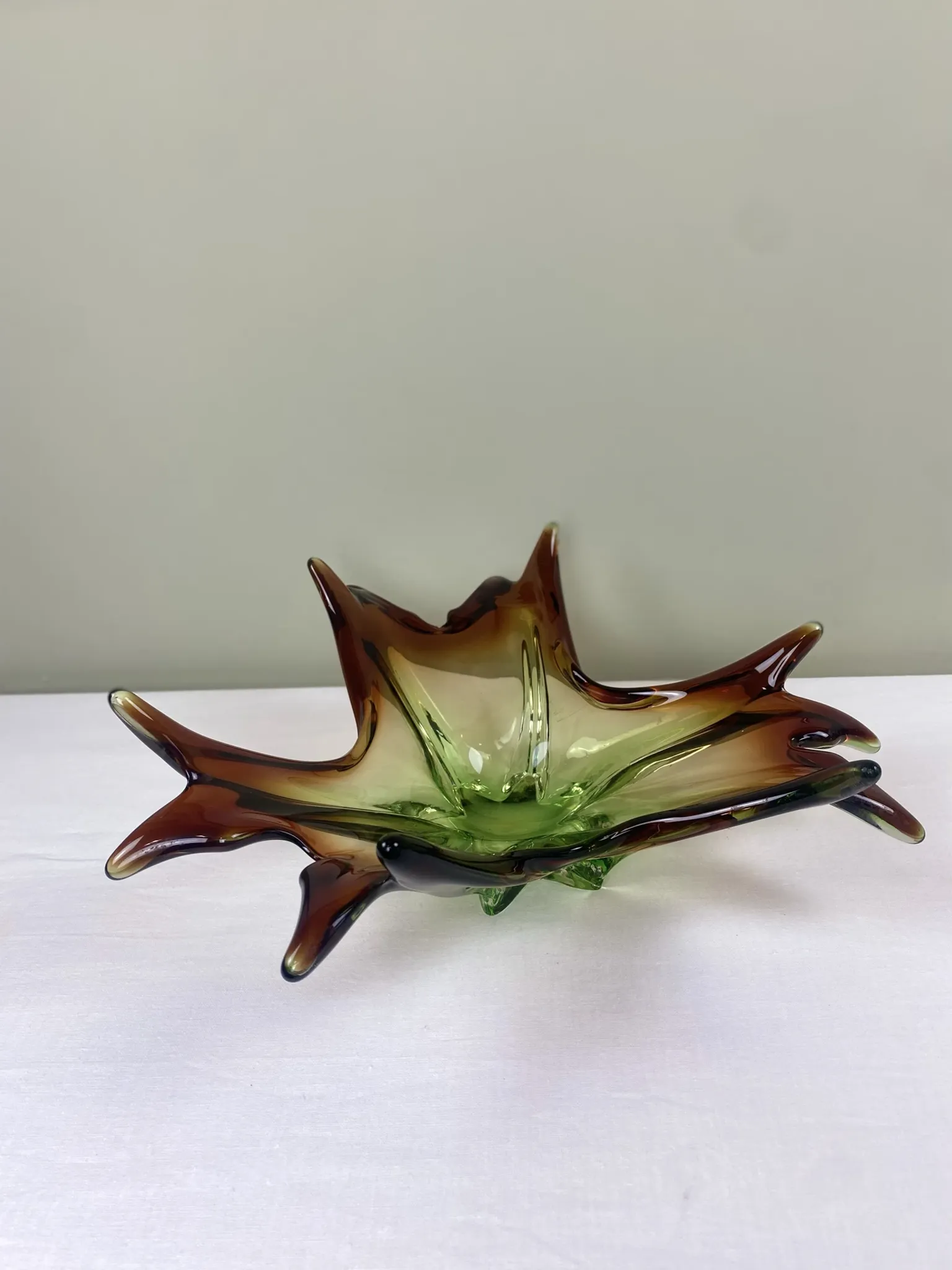 Sculptural blown glass bowl, mid-century.