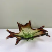 Sculptural blown glass bowl, mid-century.