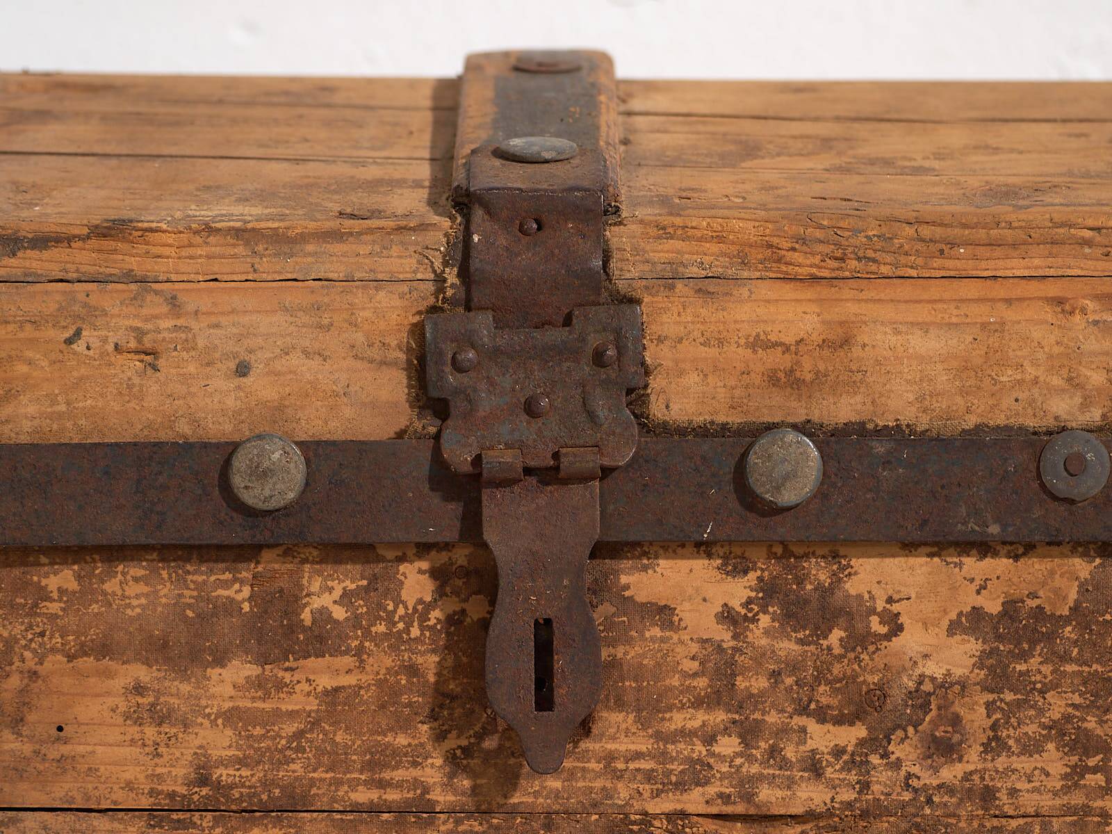 Antique washed wooden trunk, circa 1900