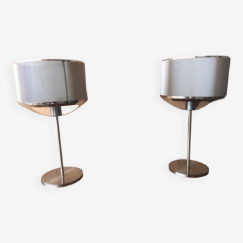 Pair of metal lamps