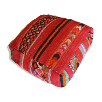 Pouf tapis berbère marocain rouge