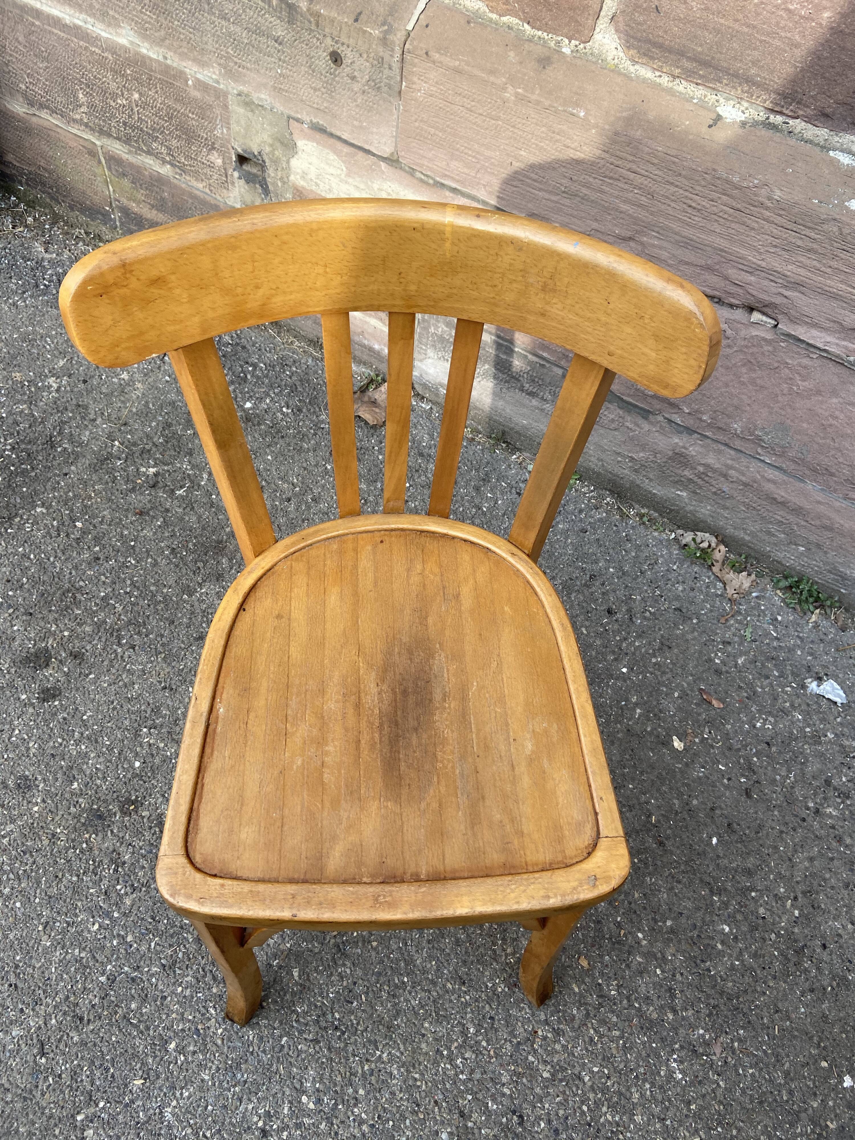 4 chairs bistro Baumann curved wood 1960