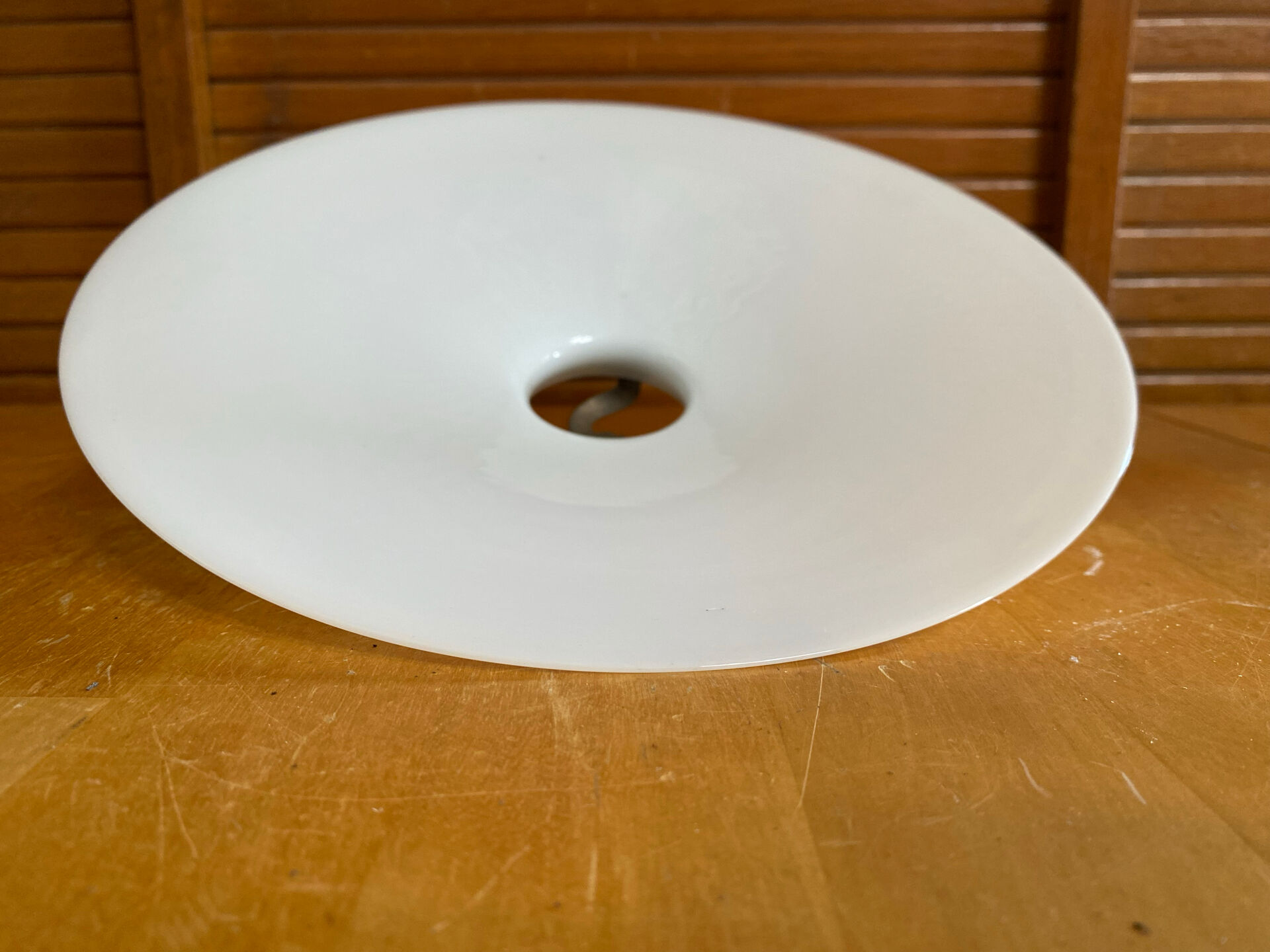 Vintage Suspension Old Shade Opaline White + Brass