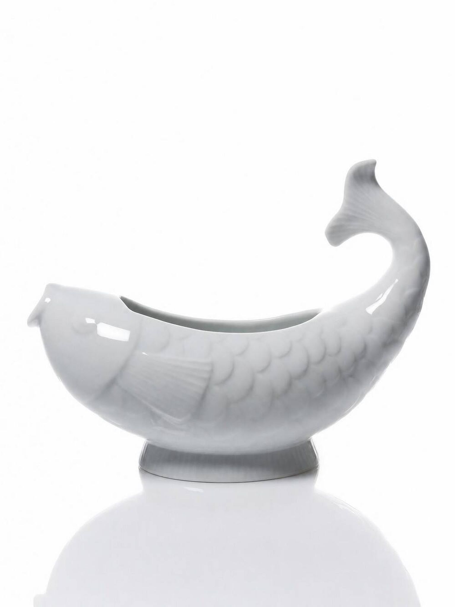 White porcelain sauce boat fish Ocean France, 1970s-1980s