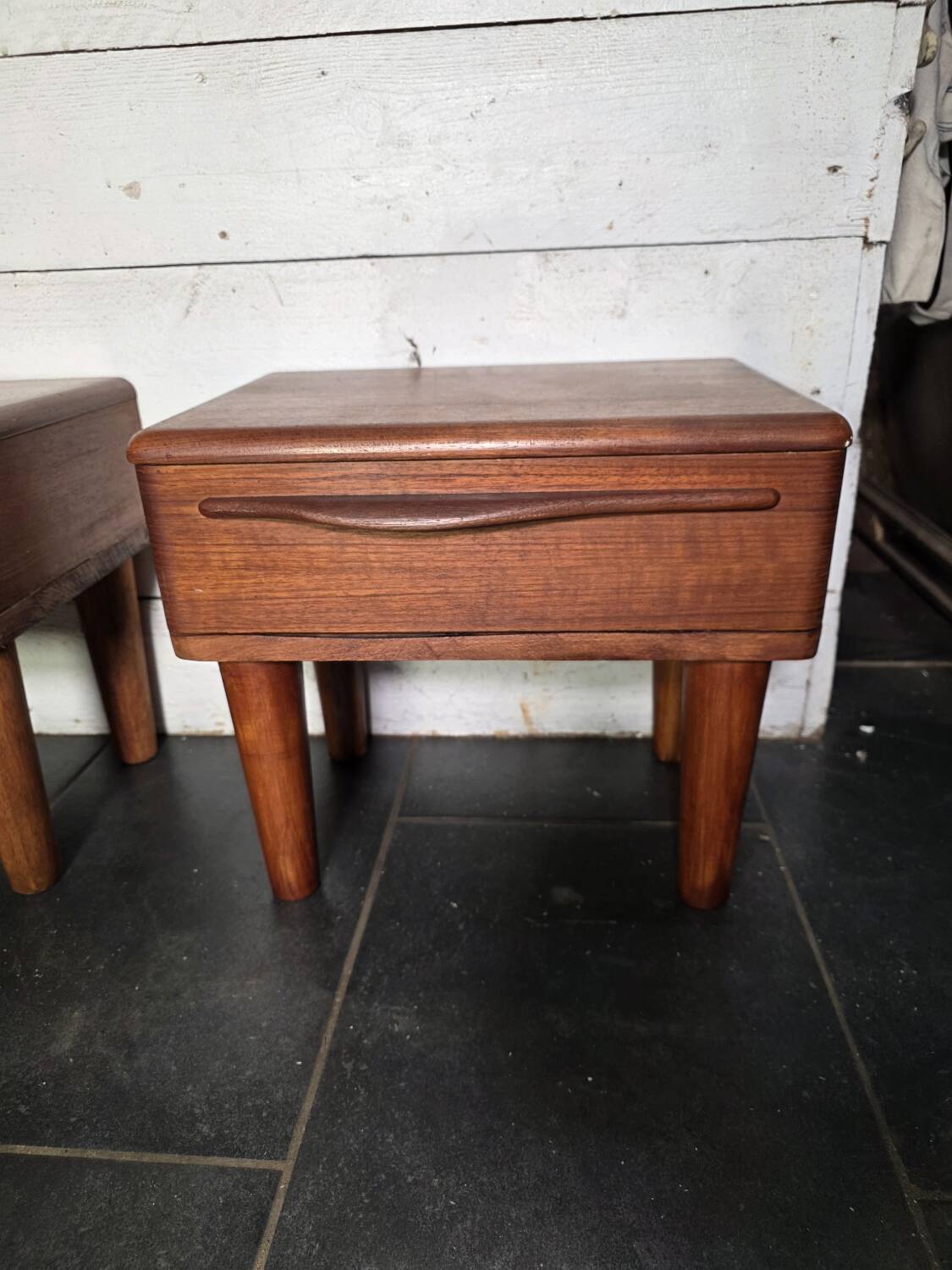 Pair of Scandinavian teak bedside tables from the 1960s.
