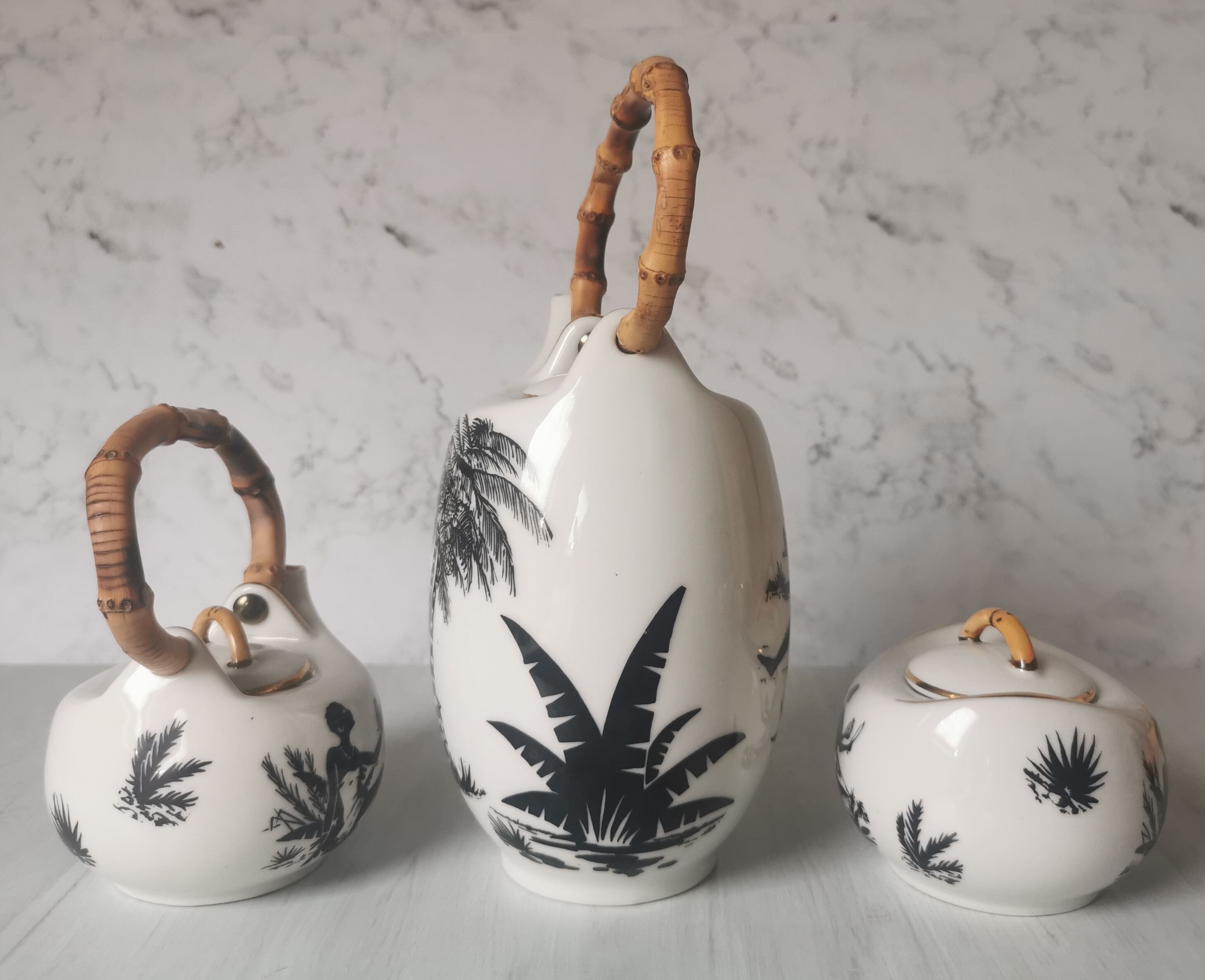 Coffee service African porcelain décor from Limoges