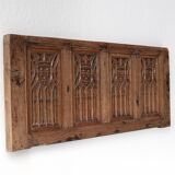 Neo-Gothic Flemish hand carved panel in solid oak, ca. 1850