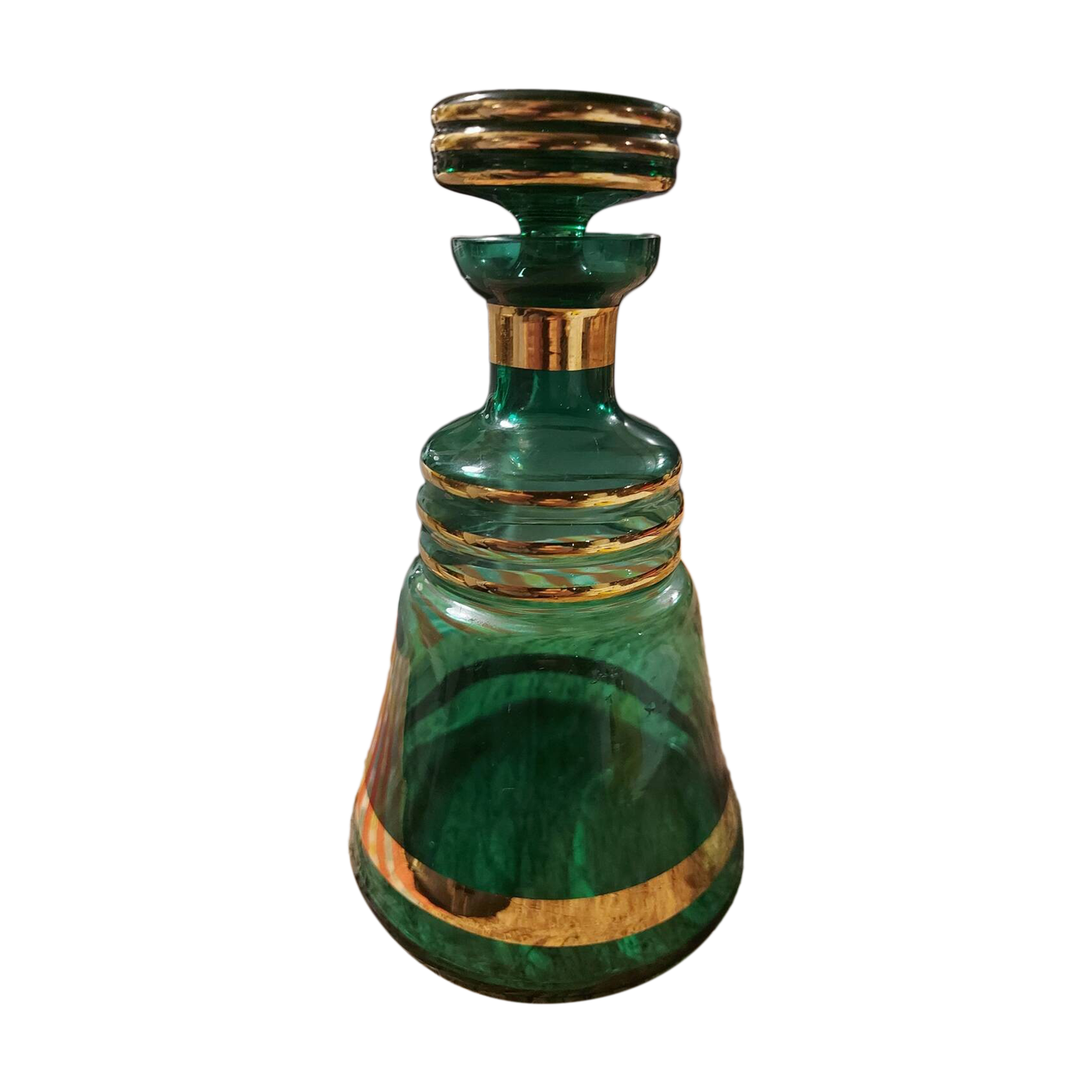 Vintage Venetian style green glass carafe