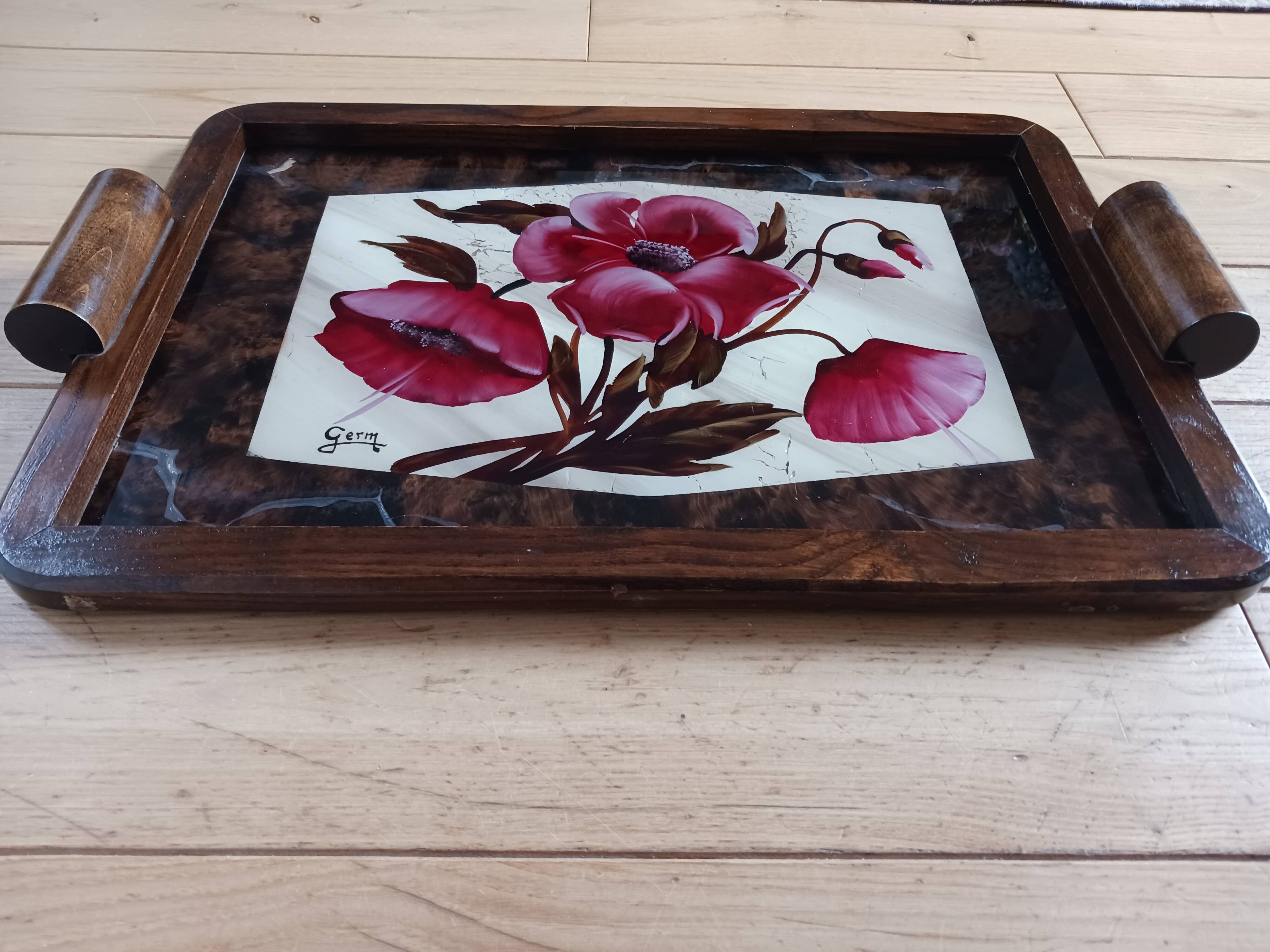 Wooden tray, 1950s.