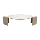 Table basse vintage en travertin par les éditions Roche Bobois